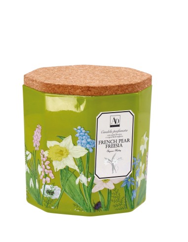 Candela cera profumata in vasetto vetro con tappo sughero Cm. 10x10 - Fragranze assortite