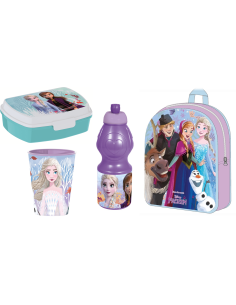 Kit scuola con zainetto asilo + portamerenda + borraccia + bicchiere - Frozen