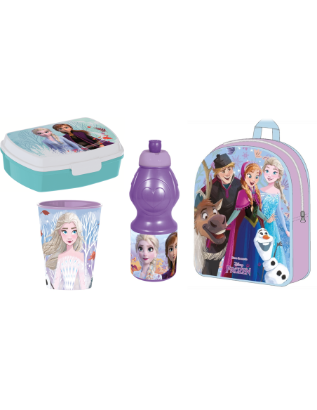 Kit scuola con zainetto asilo + portamerenda + borraccia + bicchiere - Frozen