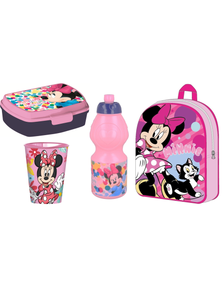Kit scuola con zainetto asilo + portamerenda + borraccia + bicchiere - Minnie