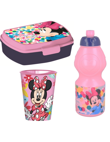 Kit scuola con zainetto asilo + portamerenda + borraccia + bicchiere - Minnie
