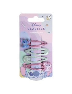 Blister 4 mollette clic clac glitterate fermacapelli - Stitch