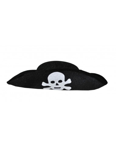 Cappello nero pirata con teschio