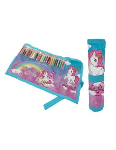 Astuccio Roll ripiegabile con 24 pastelli Cm. 40x20 - Unicorno