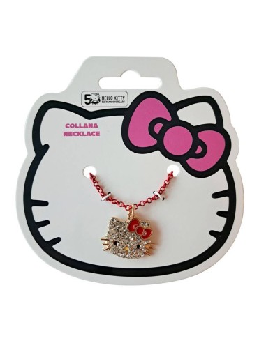 Collana rossa con strass bijoux - Hello Kitty