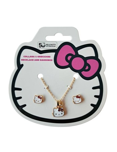 Set collana e orecchini dorati bijoux - Hello Kitty