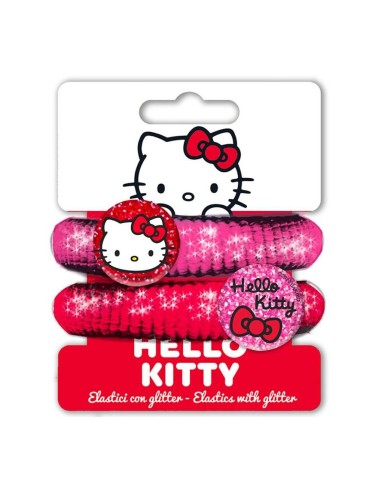 Fermacapelli elastici glitter - Hello Kitty - Blister 2 pezzi