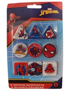 Blister 9 gomme per cancellare sagomate - Spiderman
