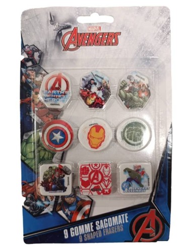 Blister 9 gomme per cancellare sagomate - Avengers