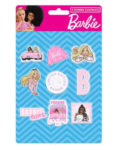 Blister 9 gomme per cancellare sagomate - Barbie