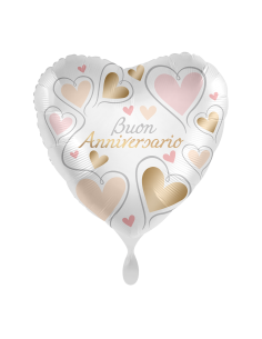 Palloncino mylar 18'' Cm. 45 Premioloon - Cuore - Buon anniversario