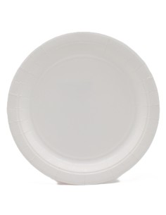 Piatto in carta rotondo 100% compostabile Cm. 18 - Confezione 15 pz - Bianco