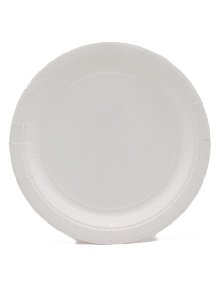 Piatto in carta rotondo 100% compostabile Cm. 18 - Confezione 15 pz - Bianco