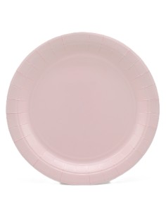 Piatto in carta rotondo 100% compostabile Cm. 24 - Confezione 15 pz - Rosa chiaro