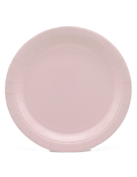 Piatto in carta rotondo 100% compostabile Cm. 24 - Confezione 15 pz - Rosa chiaro