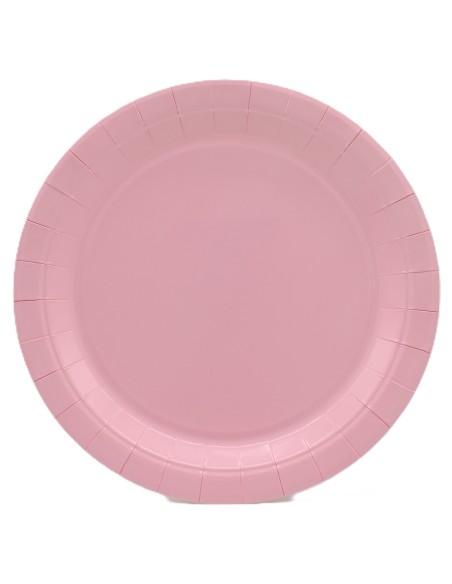 Piatto in carta rotondo 100% compostabile Cm. 24 - Confezione 15 pz - Rosa