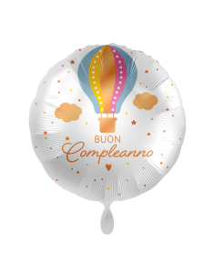 Palloncino mylar 18'' Cm. 45 Premioloon - Rotondo - Buon Compleanno mongolfiera