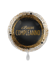 Palloncino mylar 18'' Cm. 45 Premioloon - Rotondo - Buon Compleanno Black&Gold