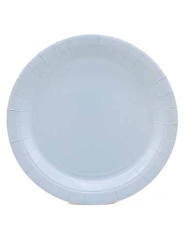 Piatto in carta rotondo 100% compostabile Cm. 18 - Confezione 15 pz - Celeste chiaro