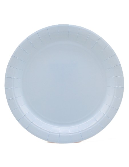 Piatto in carta rotondo 100% compostabile Cm. 24 - Confezione 15 pz - Celeste chiaro