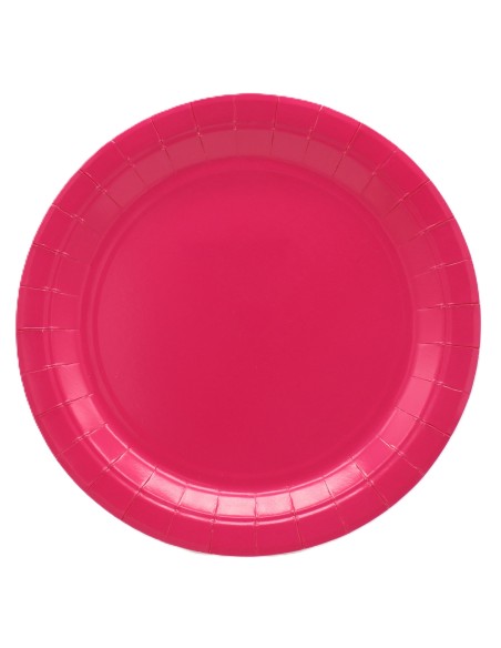 Piatto in carta rotondo 100% compostabile Cm. 24 - Confezione 15 pz - Fucsia