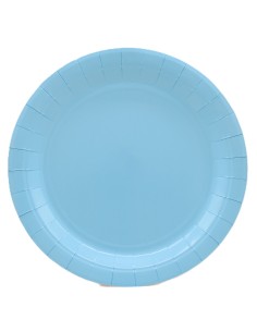 Piatto in carta rotondo 100% compostabile Cm. 18 - Confezione 15 pz - Celeste