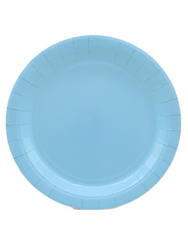 Piatto in carta rotondo 100% compostabile Cm. 18 - Confezione 15 pz - Celeste