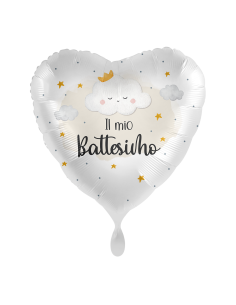 Palloncino mylar 18'' Cm. 45 Premioloon - Cuore - Il mio battesimo nuvoletta