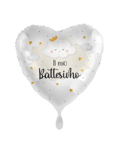 Palloncino mylar 18'' Cm. 45 Premioloon - Cuore - Il mio battesimo nuvoletta