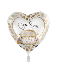 Palloncino mylar 18'' Cm. 45 Premioloon - Cuore - Oggi sposi auto