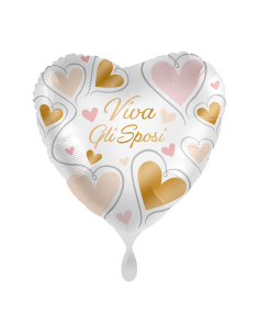 Palloncino mylar 18'' Cm. 45 Premioloon - Cuore - Viva gli sposi