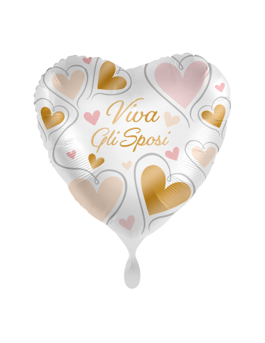 Palloncino mylar 18'' Cm. 45 Premioloon - Cuore - Viva gli sposi