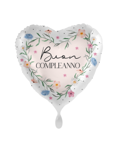 Palloncino mylar 18'' Cm. 45 Premioloon - Cuore - Buon compleanno