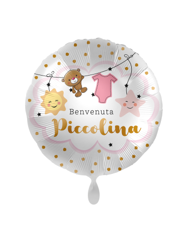 Palloncino mylar 18'' Cm. 45 Premioloon - Rotondo - Benvenuta piccolina