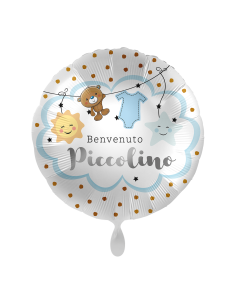 Palloncino mylar 18'' Cm. 45 Premioloon - Rotondo - Benvenuta piccolino