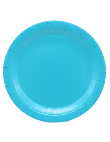 Piatto in carta rotondo 100% compostabile Cm. 24 - Confezione 15 pz - Turchese