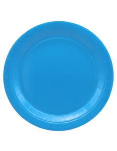 Piatto in carta rotondo 100% compostabile Cm. 18 - Confezione 15 pz - Blu elettrico