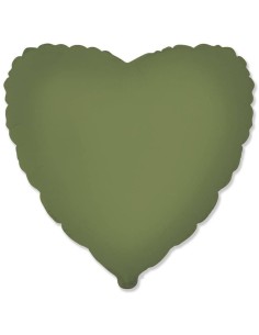 Palloncino mylar tinta unita 18" - Cuore - Verde oliva satinato