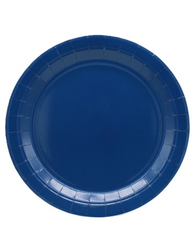 Piatto in carta rotondo 100% compostabile Cm. 24 - Confezione 15 pz - Blu navy