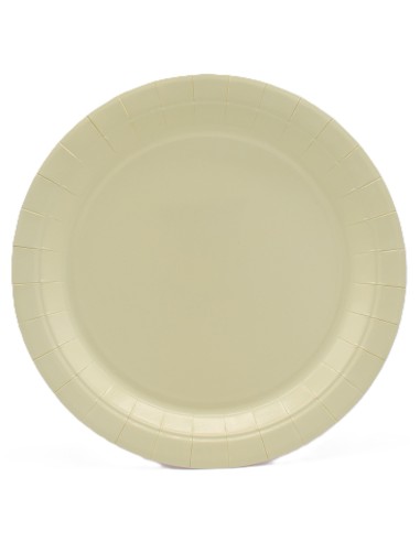 Piatto in carta rotondo 100% compostabile Cm. 24 - Confezione 15 pz - Avorio