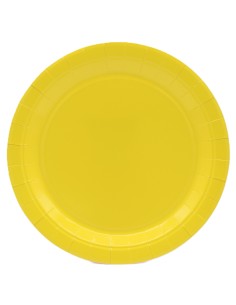 Piatto in carta rotondo 100% compostabile Cm. 18 - Confezione 15 pz - Giallo