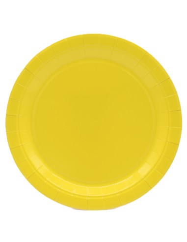 Piatto in carta rotondo 100% compostabile Cm. 18 - Confezione 15 pz - Giallo