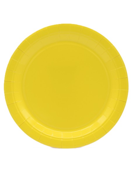 Piatto in carta rotondo 100% compostabile Cm. 18 - Confezione 15 pz - Giallo