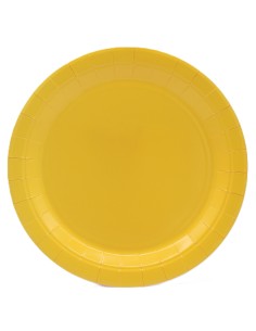 Piatto in carta rotondo 100% compostabile Cm. 18 - Confezione 15 pz - Giallo mais
