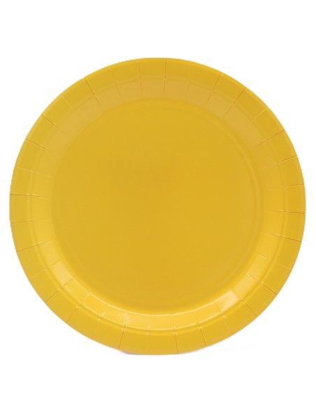 Piatto in carta rotondo 100% compostabile Cm. 18 - Confezione 15 pz - Giallo mais