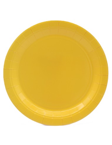 Piatto in carta rotondo 100% compostabile Cm. 24 - Confezione 15 pz - Giallo mais