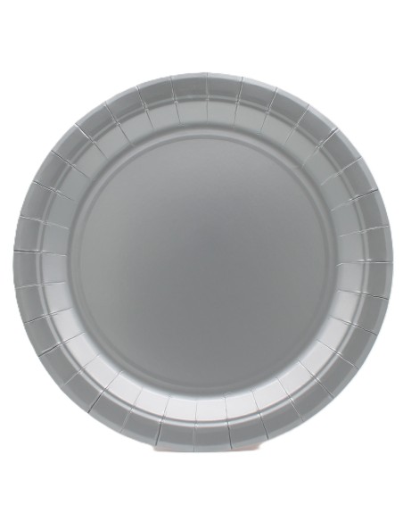 Piatto in carta rotondo 100% compostabile Cm. 18 - Confezione 15 pz - Argento