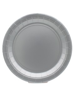 Piatto in carta rotondo 100% compostabile Cm. 24 - Confezione 15 pz - Argento