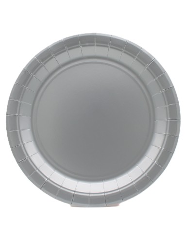 Piatto in carta rotondo 100% compostabile Cm. 24 - Confezione 15 pz - Argento