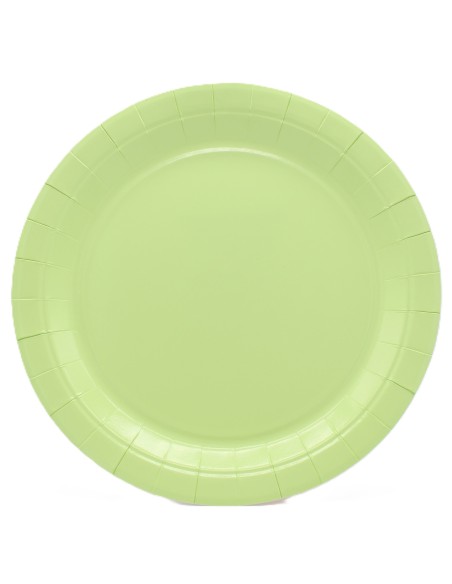 Piatto in carta rotondo 100% compostabile Cm. 18 - Confezione 15 pz - Verde mela